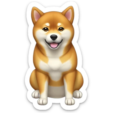 shiba inu full body sit photo 3/4 back paws like lying down front paws normal sit position sticker