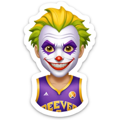 The Joker wearing a Denver Nuggets basketball uniform sticker
