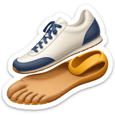 3D Apple-style emoji of a human foot wearing a sneaker, fully visible, stepping firmly on the ground, leaving a clear shoe print under the sole. Rounded, glossy, smooth, soft shadows, white background.



 sticker