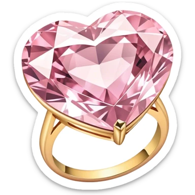Diamond ring light pink heart sticker