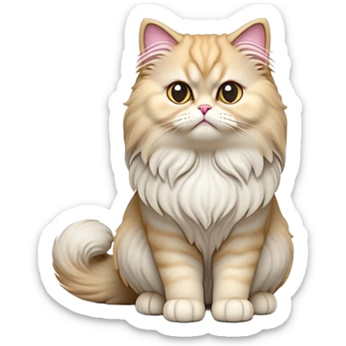 cinematic-[persian cat]-realistic-full-body-sitting-emoji,-tail-curled-playfully-around-its-paws,-head-tilted-dramatically,-fluffy-[persian cat]-fur,-simplified-yet-realistic-focused-features,-highly-detailed,-glowing-with-an-almost-sarcastic-glow sticker