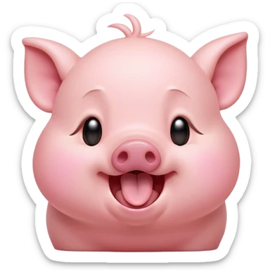 Cinematic Cute Yawning Piglet Portrait Emoji, Head tilted slightly with a dramatic, wide-open yawn, showcasing a soft, delicate rosy-pink hide with tiny droopy ears, round beady eyes barely open in drowsy contentment, Simplified yet irresistibly adorable features, highly detailed, glowing with a soft, cozy glow, high shine, relaxed yet expressive, stylized with a touch of playful whimsy, bright and endearing, soft glowing outline, capturing the essence of a sleepy yet affectionate piglet, so drowsy it feels like it could stretch out of the screen and curl up for a nap! sticker