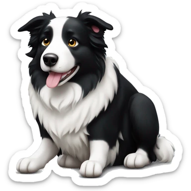 black and white morbidly obese border collie sticker