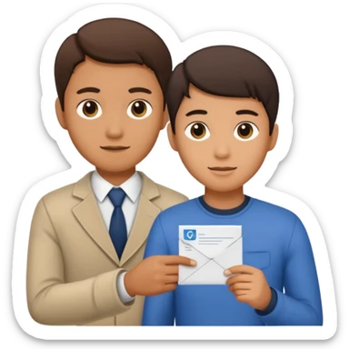 a university student handing letter to a CCP official sticker