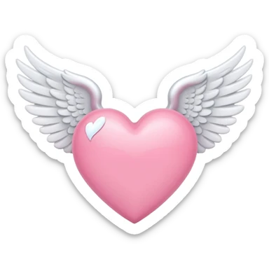 Pink heart with white angel wings sticker