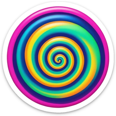 create  a Circular emoji, thin black outline, neon energy tornado vortex, clockwise glowing spiral, blue and green outer swirls, magenta and purple core, red inner arc, yellow-orange base glow, smooth gradients, psychedelic futuristic style, high saturation, intense glow, centered sticker