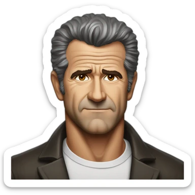 Mel Gibson portrait without smile sticker