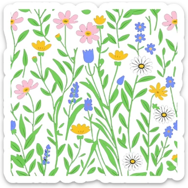 wildflowers field daisies and poppies sticker