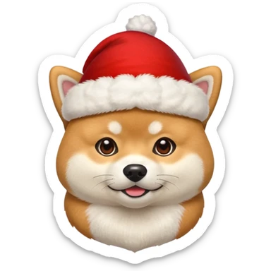 Shiba inu gif portant un chapeau de noel avec un pompon blanc qui bouge sticker