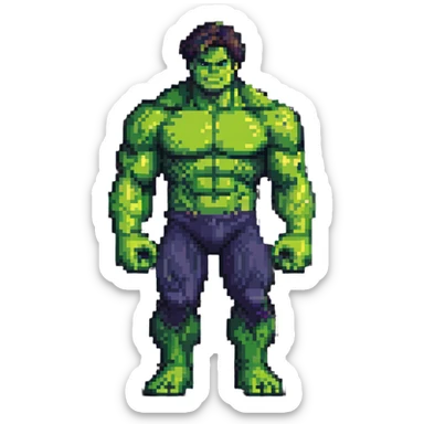 Bruce Banner transforming into Hulk sequence, 8-bit style sticker