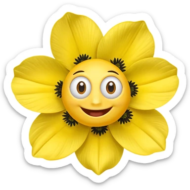 five leaved yellow anemone eyes mouth sticker
