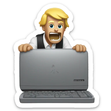 Donald Ducking smashing a computer keyboa sticker