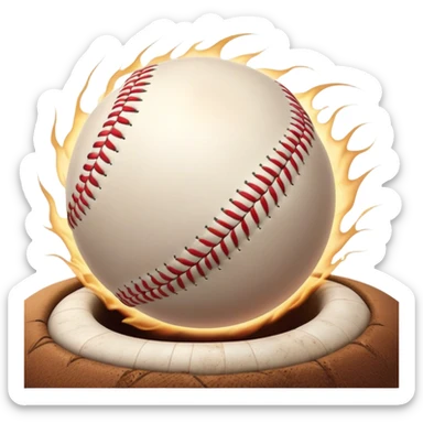 Cinematic Realistic Baseball Scene Emoji, depicted as an action-packed moment of a baseball in play with dynamic motion blur and crisp detailed textures, rendered with vibrant nostalgic lighting that captures the spirit of America's favorite pastime. sticker