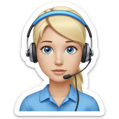 Just a head, blonde hair with lowlights in a ponytail, blue eyes, some freckles, a little older female ready to get some tasks done at work, no body and just one pony high on the back of the heard sticker