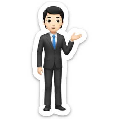 one tall, lean, business man talking, black hair, asian sticker