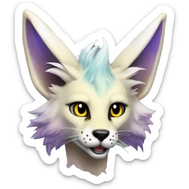 Epic Edgy Colorful ethereal eldritch Sergal-Serval-Fionbri sticker