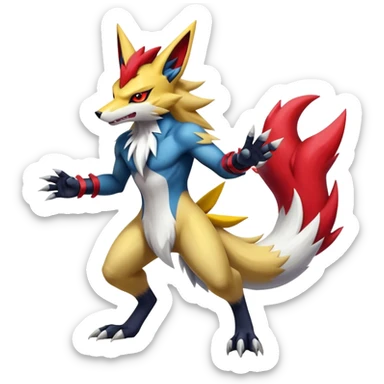 Shiny Epic Handsome Badass Zoroark-Zangoose-Lucario-Renamon-Zeraora-hybrid (Full body) sticker
