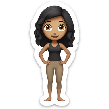 light brown yoga girl with bob length black hair, brown top and pants sticker
