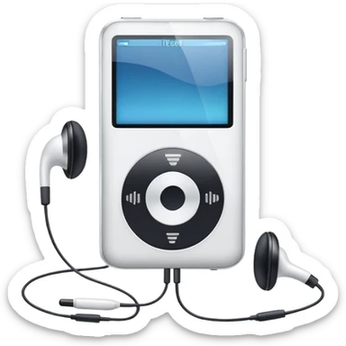 white ipod and earphone
 sticker