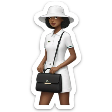 Lacoste bag girl with black lacoste hat sticker