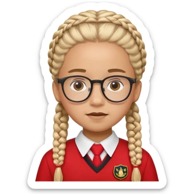 red uniform wearing scout kid with braids and glassess sticker