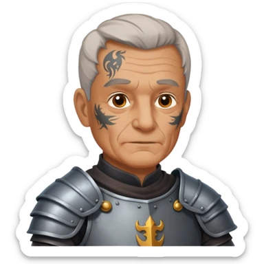elderly tattooed knight, tattooed shoulder sticker