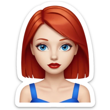 una chica con los labios y los ojos maquillados, de piel blanca con el pelo liso y largo y pelirrojo sticker