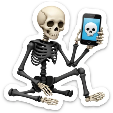 Sad Skeleton Grabs A No Wifi Cellphone And Hotspot sticker