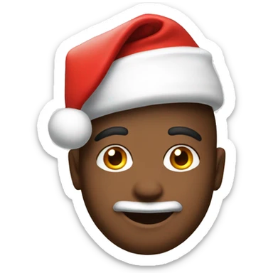 smiling male portrait close up with Santa hat sticker