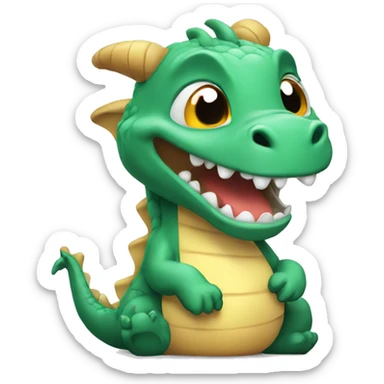 Cute dragon giggling with hand sticker