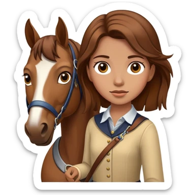 girl with brown hair leading a horse sticker