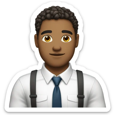 a mid muscular lightskin guy wearing a white shirt with a tie and crossing his arms sticker