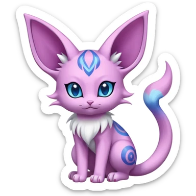 Shiny Exotic Cute Adorable Majestic Espeon-Purrloin-Mew-Meowstic-Hybrid-Creature with pattern-markings sticker