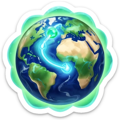 earth with blessing light sticker