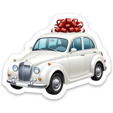Luxury car with wedding decorations, in profile sticker