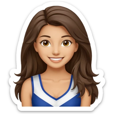 happy long haired brunette girl hazel eyes in dallas cowboy cheerleader outfit sticker