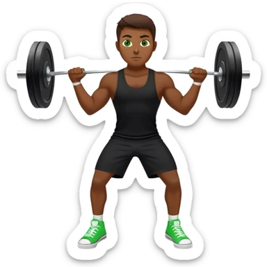tanned guy green eyes black clothes white converse shoes clean and jerk exercise sticker