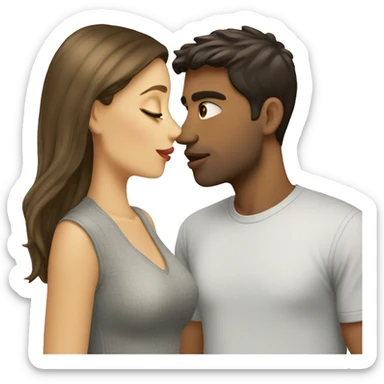 Brunette girl kissing blond guy sticker