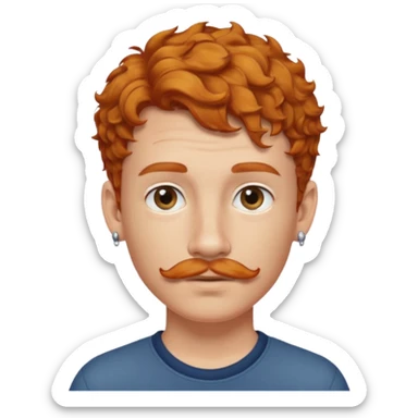 im short curly ginger haired young guy and also have earring on my left ear also have clean moustaches  sticker