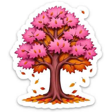 sweet pink autumn tree sticker