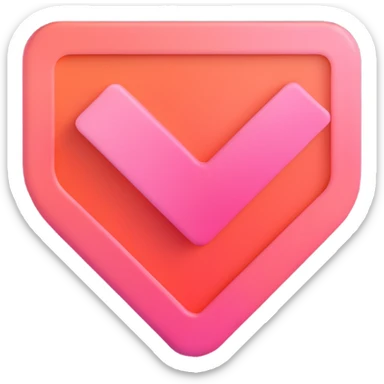 Airbnb-style 3D icon, checkmark for successful transaction, modern, soft edges, warm pink and coral tones, no text sticker