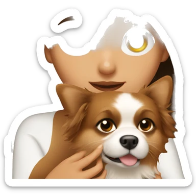 Brown hair Girl Holding a Pomeranian  sticker