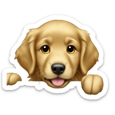 Puppy golden retriever riding in a dark green truck  sticker