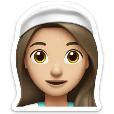Pretty brunette long hair nurse, fair skin, black eyes sticker