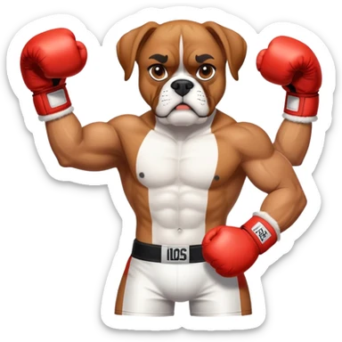 boxer dog with boxer gloves sticker