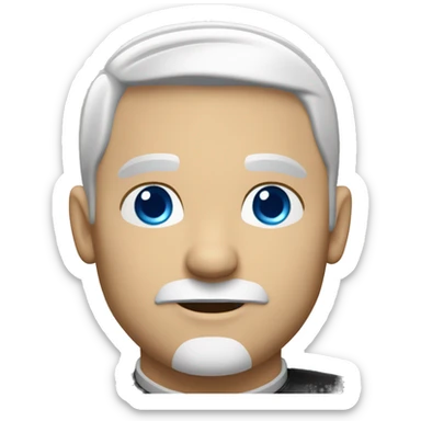 Caucasian Priest wearing clergy collar  with white hair blue eyes and goatee sticker