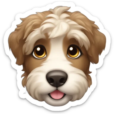 bouvier fawn brown and black puppy face very long hair smiling dark ears sticker