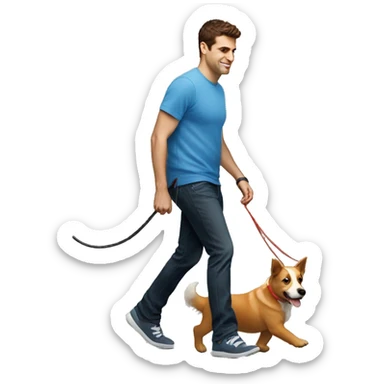 Brian Chesky walking a dog sticker
