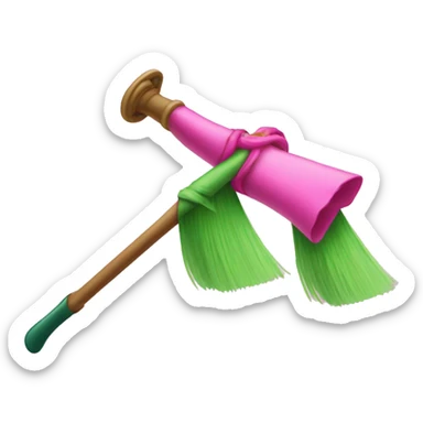 Pink wand duelling a green broom sticker