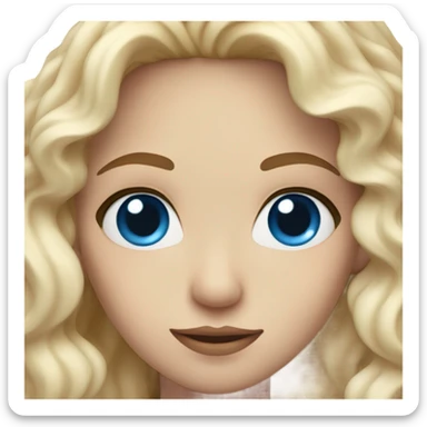 white,blonde hair,blue eyes,brown eyebrows,wavy hair sticker